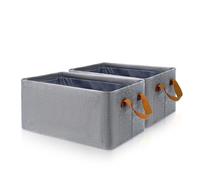 Modixun 2 Pack Storage Baskets for Shelves with Steel Frame, Fabric Closet Organizers and Storage Bins 2 Handles, Decorative Foldable Cubes for Organizing Clothes (40 x 23 x 20cm)