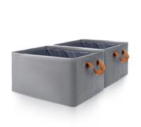 Modixun 2 Pack Storage Baskets for Shelves with Steel Frame, Fabric Closet Organizers and Storage Bins 2 Handles, Decorative Foldable Cubes for Organizing Clothes (40 x 30 x 23cm)