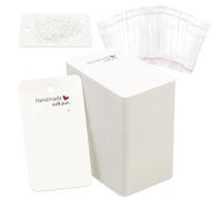 Modixun 200-Pieces Earring Display Cards Holder with 200 Bags & 400 Backs, Earring Packaging for Selling Jewelry, Handmade with Love Tags, White Cardboard