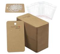 Modixun 200-Pieces Earring Display Cards Holder with 200 Bags & 400 Backs, Earring Packaging for Selling Jewelry, Handmade with Love Tags, Kraft Cardboard