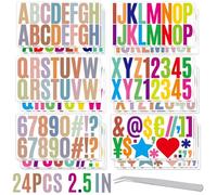 Modixun 24 Sheets Large 2.5in Letter Stickers, Colorful Alphabet Stickers Waterproof Vinyl Self Adhesive Number ABC Stickers, Sticker Letters for Bulletin Board Mailbox