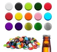 Modixun 240 Count 15 Colors Bottle Caps, 26mm Metal Beer Bottle Caps Crown Caps with Rubber Seal O-Ring for Homebrew Glass Bottles and Crafts