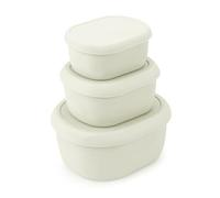 Modixun 3 Pack Silicone Food Storage Containers, Bento Lunch Box with Lids for Snack Salad Prep Meal, Airtight, Microwave Dishwasher Freezer Safe (200ml, 300ml, 600ml), Cream