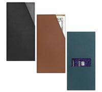 Modixun 3 Pack Slim Cash Wallet, PU Leather Money and Card Holder, Reusable Money Envelope Organizer for Dollar Bill Receipt Budgeting Women Men, Black+Brown+Dark Green