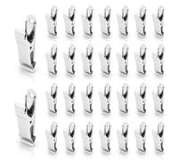 Modixun 30Pcs Mini Alligator Clips, Metal Strong Spring Clamps Small Gator Crocodile Clips for Crafts Work Wire Photo Paper Curtain, Smooth Jaw, 1.3 x 4cm, Silver