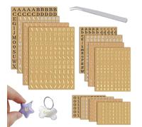 Modixun 4 Colors Small Letter Stickers, 12 Sheets Glitter Metal Alloy Alphabet Number Stickers, Self Adhesive Mini ABC Stickers for Resin Scrapbooking with Tweezers, 3mm