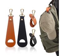 Modixun 4 Pack Hat Clip for Travel on Bag, PU Leather Cap Holder for Backpack Purse, Hat Holder Carrier Strap for Baseball, Snapback, Ponytail Cap without Indentation (Black + Brown)