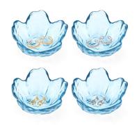 Modixun 4 Pack Ring Dish Jewelry Tray, Small Glass Trinket Dish, Decorative Aesthetic Ring Holder Plate Bowl for Women Ring Earring Bracelet for Vanity Nightstand (Crystal Blue)