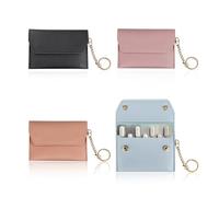 Modixun 4Pcs Birth Control Pill Case Holder, PU Leather Birth Control Case Sleeve Wallet with Snap and Keyring, Privacy Protection Contraceptive Medicine Holder Keychain