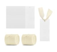 Modixun 50 Pack Name Place Cards for Table Setting, Blank Wedding Name Cards with 2 Rolls Chiffon Ribbon, Reserved Seating Signs Gift Tags for Dinner Party Food Buffet, Beige