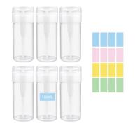 Modixun 6 Pack Nail Polish Remover Pump, Alcohol Dispenser Push Down Lockable Bottle Empty Liquid Container with Stickers for Makeup Remover, Micellar Water, Toner, 100ml