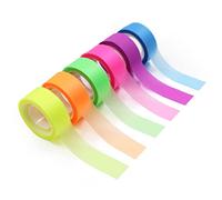 Modixun 6 Rolls Writable Transparent Sticky Notes, Removable Highlighter Tape for Books, Sticky Tabs for Annotating Books, Annotation Tabs Index Tabs Page Markers, 0.7in×32.8ft, Neon