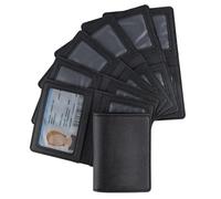 Modixun 7 Pack Bifold Business Card Holder, PU Leather Slim ID Wallet, Organizer Case for Driver License Credit Social Security Insurance Medicare Card, Black