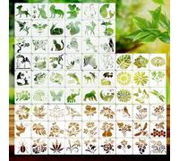 Modixun 72pcs Animal & Flower Stencils for Painting, Reusable Stencils for Crafts Art, Drawing Templates Spray Paint Stencil on Wall Wood Rock Canvas Card (10x10cm)