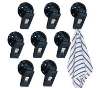 Modixun 8Pcs Suction Cup Clips, Windproof Shower Curtain Clips Splash Guard, Suction Cups Hook for Glass Window Advertising Fish Tank Aquarium Plant Holder Home Office (Black)