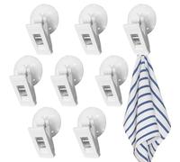 Modixun 8Pcs Suction Cup Clips, Windproof Shower Curtain Clips Splash Guard, Suction Cups Hook for Glass Window Advertising Fish Tank Aquarium Plant Holder Home Office (White)