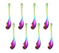 Modixun 8Pcs Thickened Heavy-Weight Soup Spoons, 304 Stainless Steel Asian Soup Spoon Table Spoons Silverware for Ramen, Pho, Cereal, Ice Cream (Rainbow)