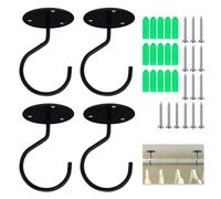 Modixun Closet Rod Bracket, 3.8cm Heavy Duty Metal Closet Rod Holders Closet Rod Center Support with Screws for Wardrobe Shelf Closet Pole, Ceiling Curtain Rod, 4 Pack