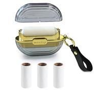 Modixun Double-sided Travel Portable Lint Roller with Hand Strap, Reusable Mini Extra Sticky Dog Cat Pet Hair Remover, Luxury Lint Remover for Clothes Bag Dust Fuzz Fur with 4 Refills, Grey