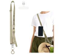 Modixun Phone Lanyard Crossbody with Multiple Attachment Points, Adjustable Cell Phone Strap Around Neck for Hat, Water Bottle, Sunglasses, Light Jacket, Keys, Khaki