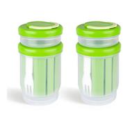 Modixun Salad Jars with Dressing Cup & Fork, Leakproof 2-Compartment Salad Container with Strainer & Lids, for Lunch, Meal Prep, Overnight Oats, Yogurt Parfait, 2 Pack