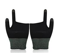 MODJUEGO High Sensitive Game Gloves for PUBG Mobile Game Two Fingers Sleeve Press Touch Screen Sensitive Breathable Gaming Accessories (Black)