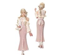 MODKOKU Neat Set Up Open Shoulder Women's Clothing Top & Bottom Blouse Alex Skirt Maxi Off Shoulder Lace Ribbon Ruffle Big Princess Sleeve Mass Production Lolita Dream Cute Girls Adult Long Sleeve