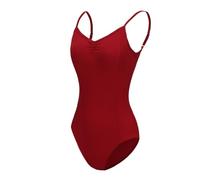 ModLatBal Grils and Women's Camisole Ballet Leotards with Adjustable Straps for Adult Dance Bodysuit, Red, Medium