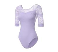 ModLatBal Women's Long Sleeves Leotards for Dance Adult Ballet Leotard for Grils, Lavender/Lace, Small