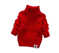 MODNTOGA Baby Boys Girls Turtleneck Sweaters Long Sleeves High Collar Twist Soft Children's Keep Warm - Red - 2-3 Years