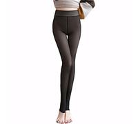 MODNTOGA Fake Translucent Warm Pantyhose Leggings Slim Stretchy Opaque Soft Tights for Winter Outdoor, Black Step Foot, L-XL