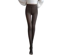 MODNTOGA Fake Translucent Warm Pantyhose Leggings Slim Stretchy Opaque Soft Tights for Winter Outdoor, Black Pantyhose, L-XL