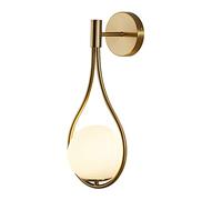 Modo Lighting Globe Glass Wall Sconce Modern Mid Century Drop Design Wall Mounted Light Brushed Brass Wall Lamps Wall Washer for Bedside Living Room (1 Pack)
