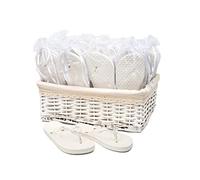 Modo Wedding/Party Flip Flops in Wicker Basket - 20 Pairs (Cream/Ivory)