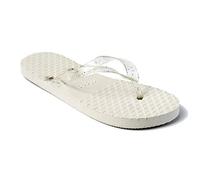 Modo Wedding/Party Glitter Flip Flops 10 Pack in Organza Bags. (UK 5-6 x 5) (UK 7-8 x 5) (Ivory/Cream)