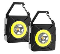 MODOAO COB Keychain Work Light, USB Rechargeable Small Keyring Torch, Pocket Super Bright Spotlight LED Floodlight with Magnet, Hook Portable Flashlight for Repairing Inspection Camping (2 Pack)