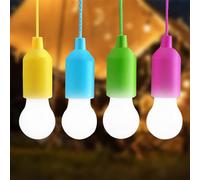 MODOAO Lamping LED Pull Light, Camping Lantern, Tent Light, Portable Warm White LED Lamp for Camping, Hiking, Outdoor, Party (Yellow, Blue, Green, Pink, 4)