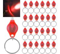 MODOAO Mini LED Keychain Flashlight, 24 Pack Portable Ultra Bright Battery Powered Red Light Torch with Key Ring, for Outdoor Camping Hiking and Emergency Lighting