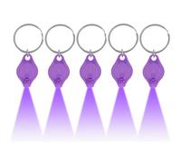 MODOAO Mini UV LED Keychain Flashlight, 5 Pack 395nm UV Light Black Light Keychain Flashlight, Portable Ultra Bright Keychain Torches, for PET Urine Passport ID Card Currency and Emergency Lighting