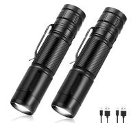MODOAO Rechargeable LED Pen Light, Mini Aluminum Lightweight Lamp, Small Bright 3 Modes Pen Flashlight, Waterproof Pocket Torch with Clip for Camping, Home, Emergencies, Inspection (2pack Black)