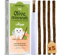 MODOGO 5 Olive Siwak Sticks + 1 Protective Case - Miswak Eco-Friendly Toothbrush - 100% Natural and Biodegradable - Hygiene Zero Waste - Vegan