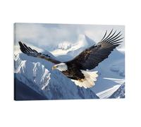 MODOJOART Eagle Canvas Wall Art, Flying Eagle Painting Print American Bald Eagle Poster Picture for Bedroom Study Decor(Artwork-01, 18"x12")