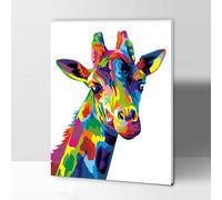 Modojuny Framed Paint by Numbers Kits for Adults & Kids - DIY Painting by Numbers Kits with Acrylic Paints & Brushes - Gift & Wall Decor - 12x16inch Colorful Giraffe - Age 9+