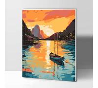 Modojuny Framed Paint by Numbers Kits for Adults & Kids - DIY Painting by Numbers Kits with Acrylic Paints & Brushes - Gift & Wall Decor - 12x16inch Sunrise Scenery - Age 9+
