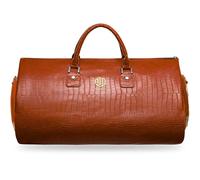 Modoker 2-in-1 Waterproof Leather Garment & Duffel Bag, 45L Carry-On Hanging Suitcase with Detachable Shoulder Strap, Wrinkle-Free Travel Luggage for Men & Women, Light Brown