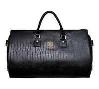 Modoker Convertible PU Leather Garment Bag, Carry on Garment Bags for Travel Waterproof Garment Duffel Bag Gifts for Men Women Business (Black)