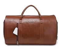 MODOKER Leather Garment Bag for Travel, Modoker Carry On Suit Carrier Travel Bag with Shoulder Strap/Multiple Pockets,The Garment Duffel Bag for Traveling Men, C-Brown