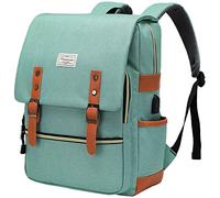 MODOKER Vintage Women Laptop Backpack with USB Charging Port, School College Backpack for Women Men Fashion Backpack Fits 15.6Inch Notebook, Slim Casual Travel Daypack Bookbag Green