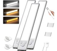 Modolight Intelligent Light, Modolight Intelligent Motion Sensor Light,Three-Color Adjustable Self-Adhesive Lights, Punch-Free with Mount, for Kitchen, Stairs, Closets, Wardrobes (3pcs,30cm)