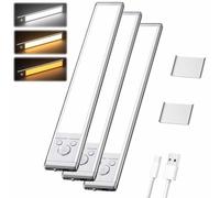 Modolight Intelligent Light, Modolight Intelligent Motion Sensor Light, Under Cabinet LED Night Light with Mount, Three-Color Adjustable Self-Adhesive Light for Indoor Closet, Hallway (3pcs)